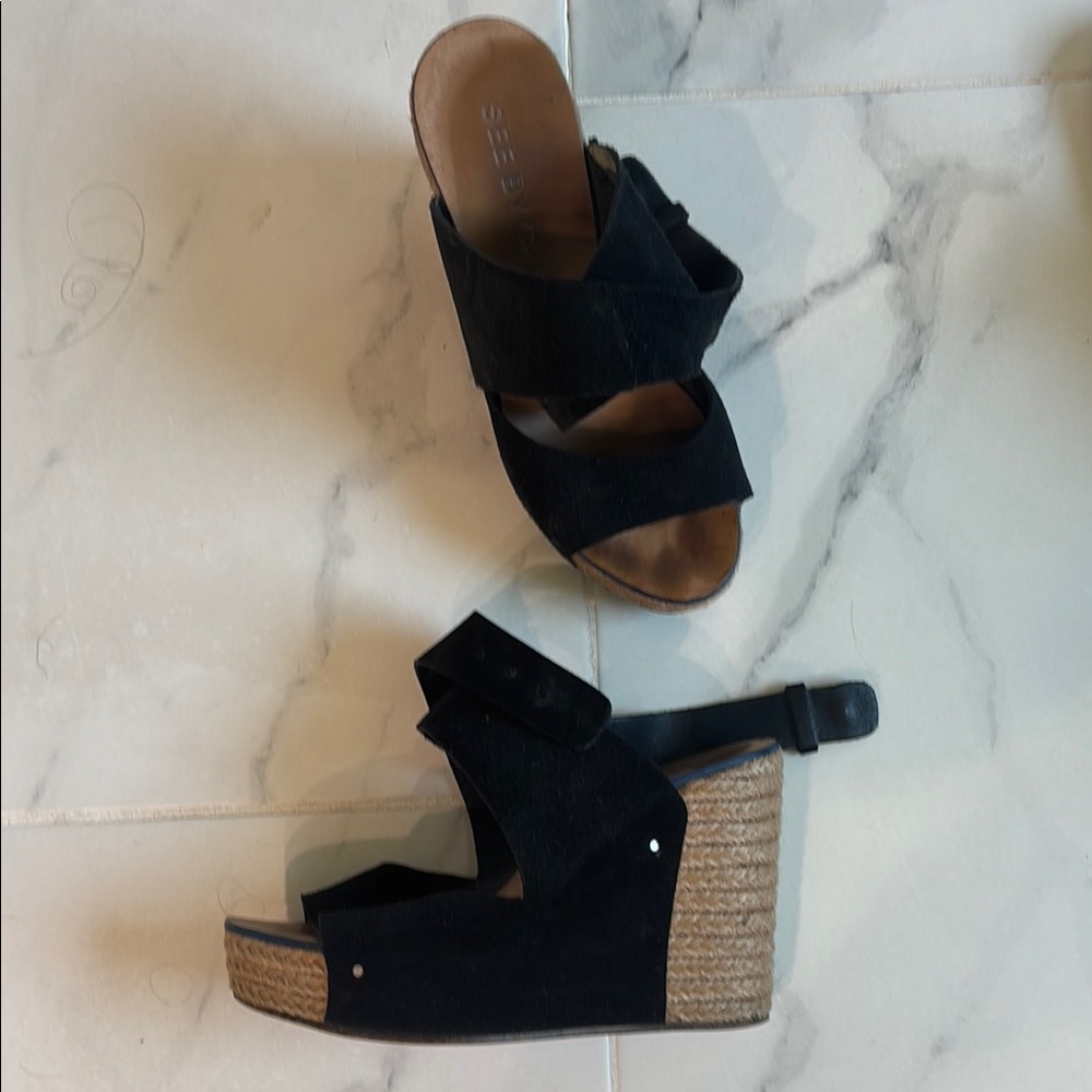 See by Chloe Black Suede Espadrilles